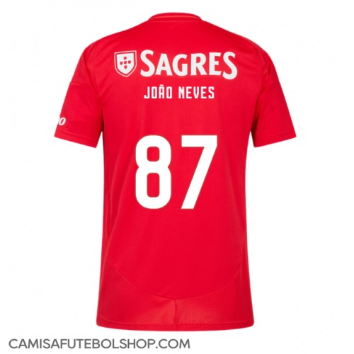 Camisa de time de futebol Benfica Joao Neves #87 Replicas 1º Equipamento 2024-25 Manga Curta